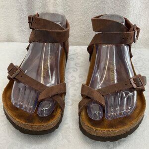 Birkenstock Women's Brown Leather Sandals Size 37 EU L 240